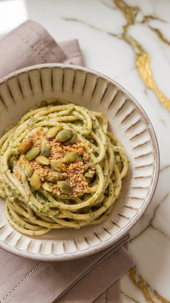 Vegan Pumpkin Seed Pesto Pasta