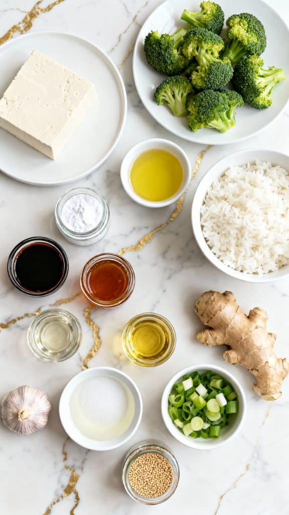 Teriyaki Tofu with Rice and Broccoli