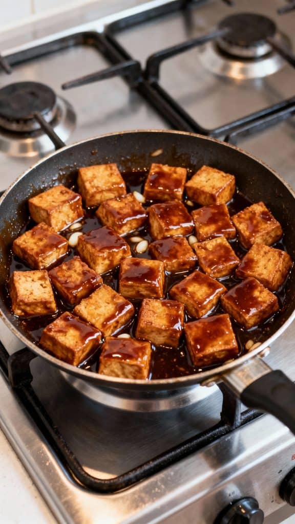 Teriyaki Tofu with Rice and Broccoli