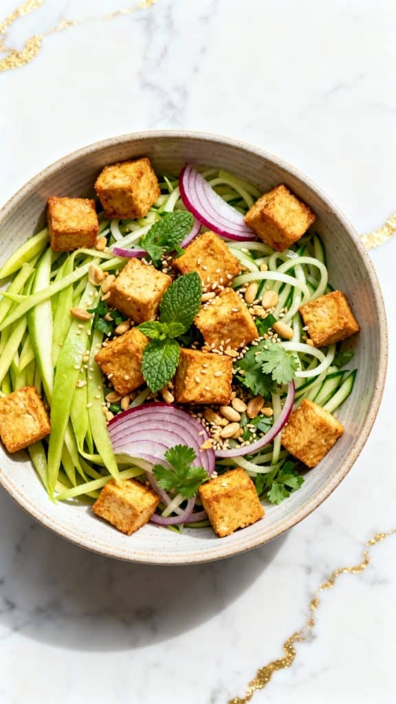 Crispy Tofu Salad with Yuzu Dressing & Green Mango