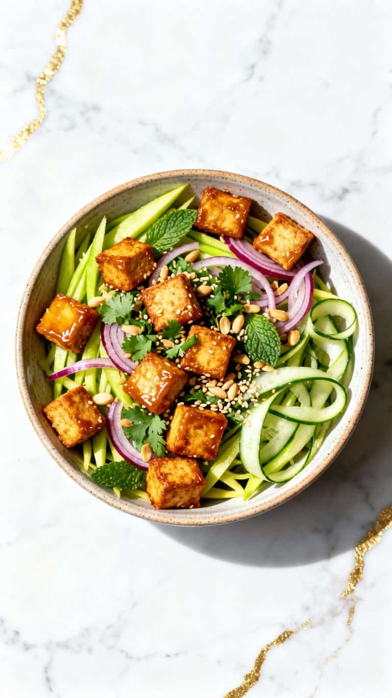 Crispy Tofu Salad with Yuzu Dressing & Crispy Tofu Salad with Yuzu Dressing & Green MangoGreen Mango