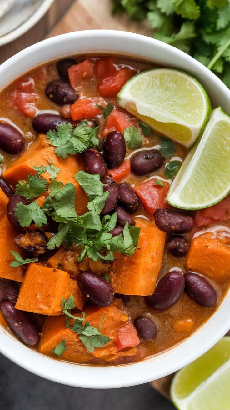 Crockpot Vegan Sweet Potato & Black Bean Stew