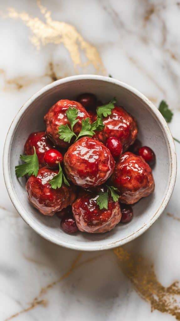 Vegan Meatballs with Cranberry Glaze
