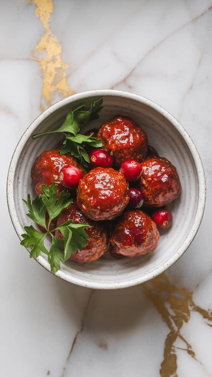 Vegan Meatballs with Cranberry Glaze