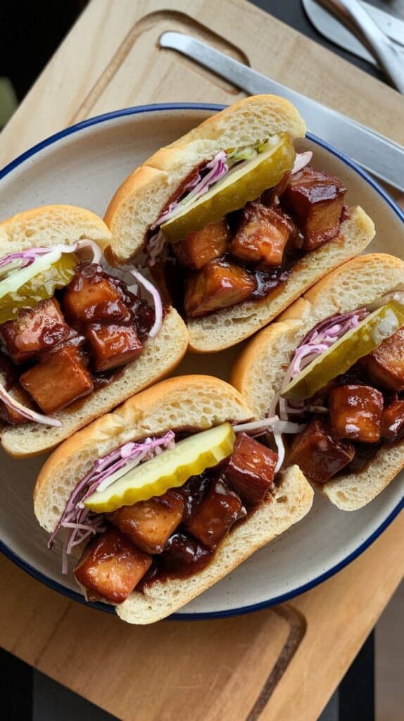 Discover how to make tender, flavorful Jackfruit Pulled “Turkey” sandwiches with BBQ sauce or mushroom gravy in this easy, plant-based recipe.