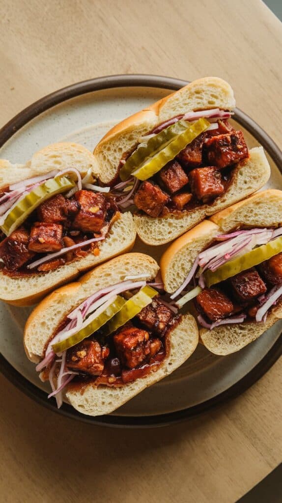Discover how to make tender, flavorful Jackfruit Pulled “Turkey” sandwiches with BBQ sauce or mushroom gravy in this easy, plant-based recipe.