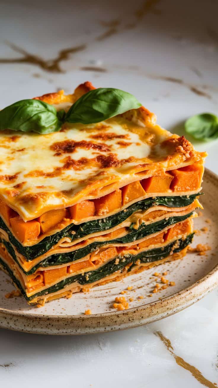 Vegan Lasagna with Pumpkin & Spinach