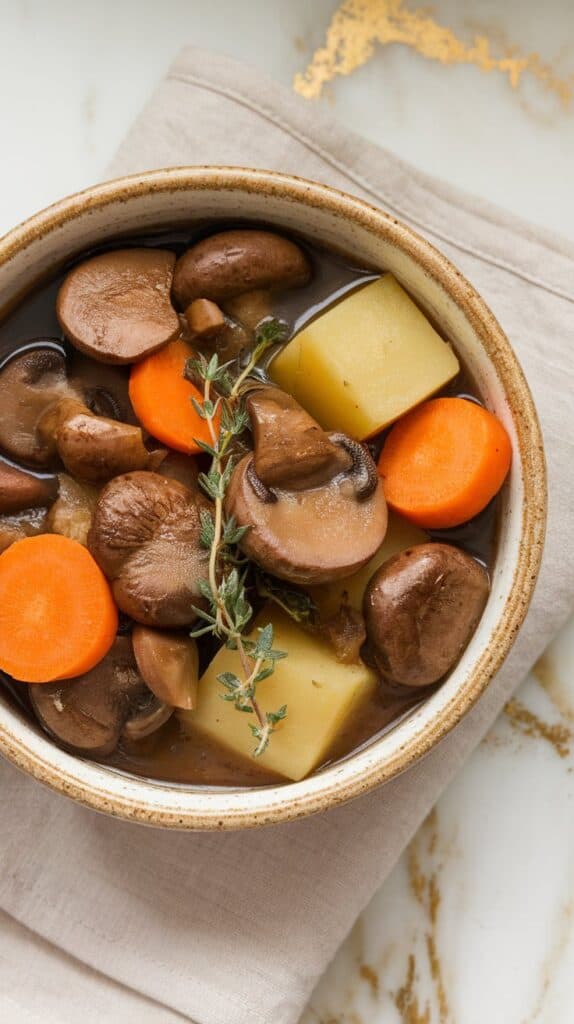 Crockpot Vegan Mushroom “Beef” Stew
