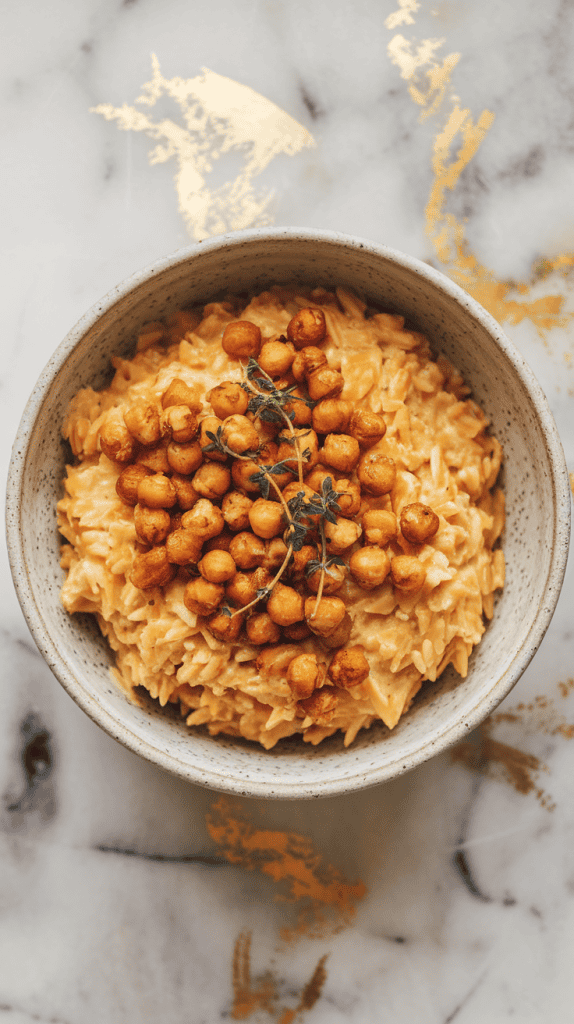 Roasted Butternut Squash Orzo with Crispy Chickpeas