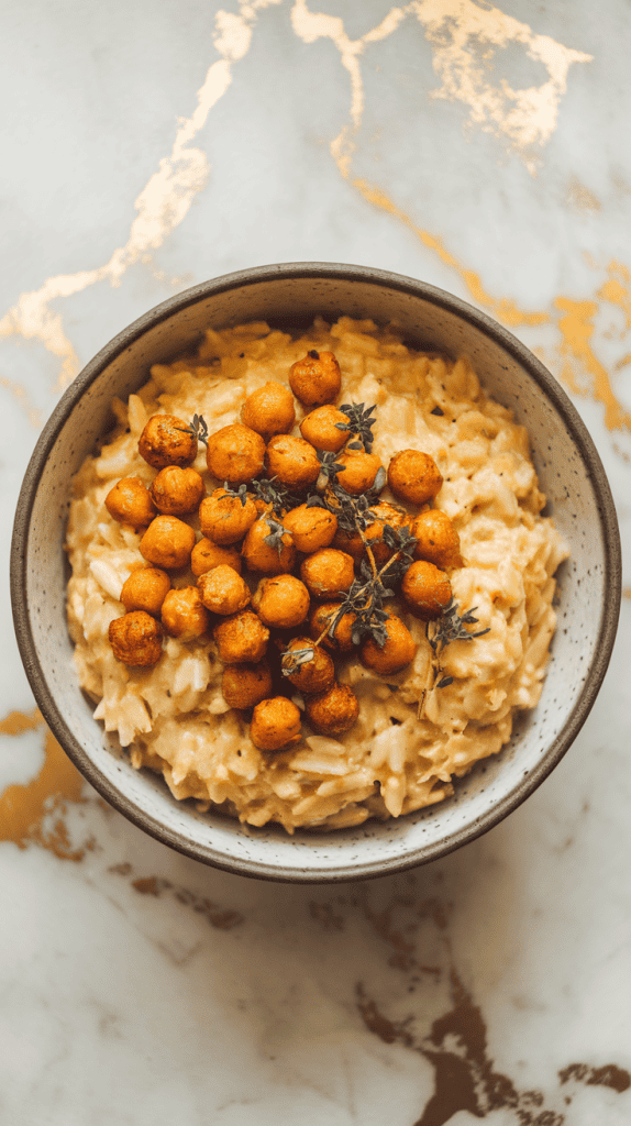 Roasted Butternut Squash Orzo with Crispy Chickpeas