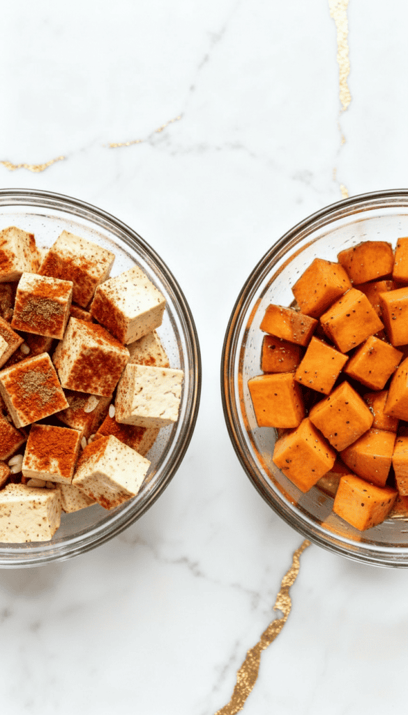 Vegan Tahini Sweet Potato Tofu Bowl