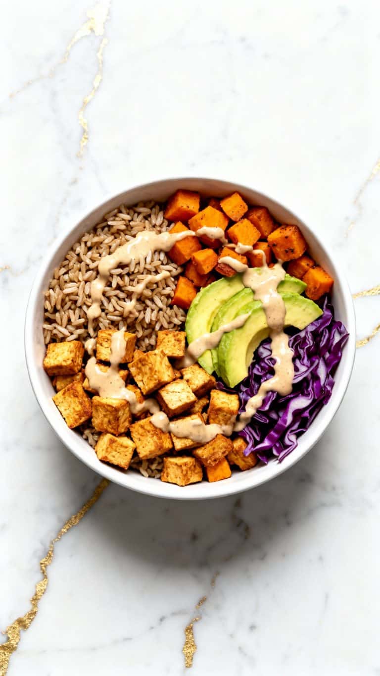 Vegan Tahini Sweet Potato Tofu Bowl