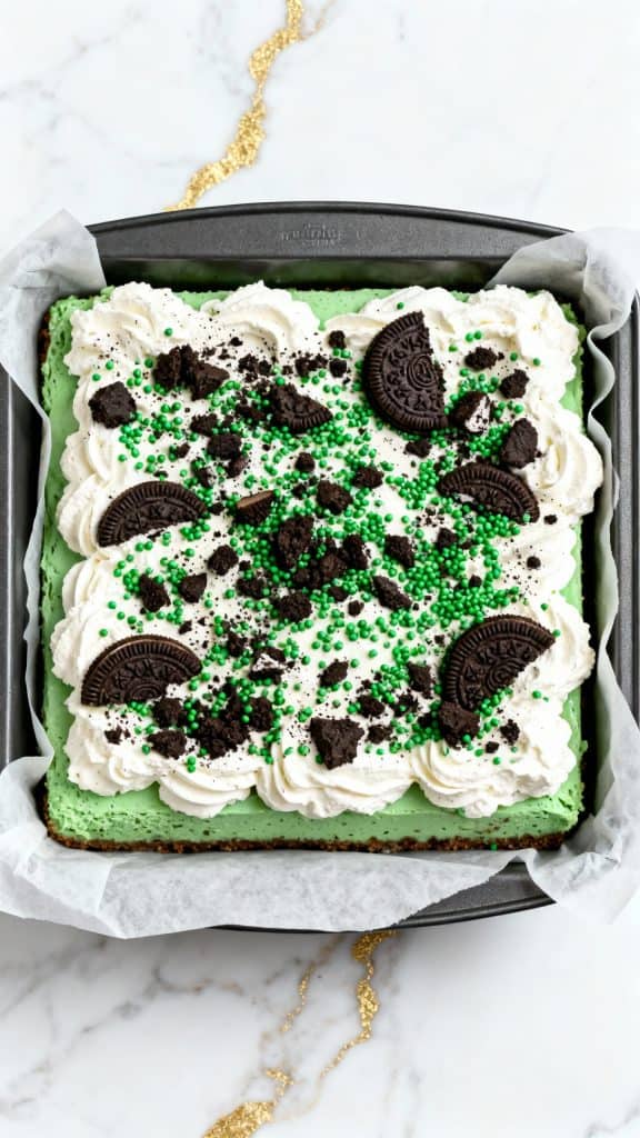No-Bake Mint Oreo Bars for St. Patrick&rsquo;s Day