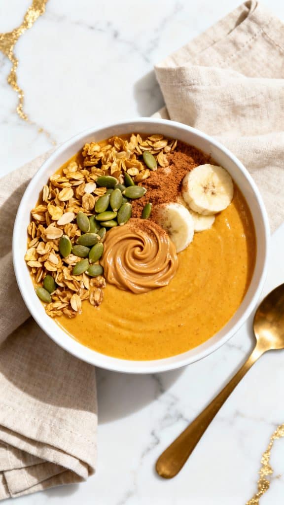 Pumpkin Smoothie Bowl with Granola & Pumpkin Seeds