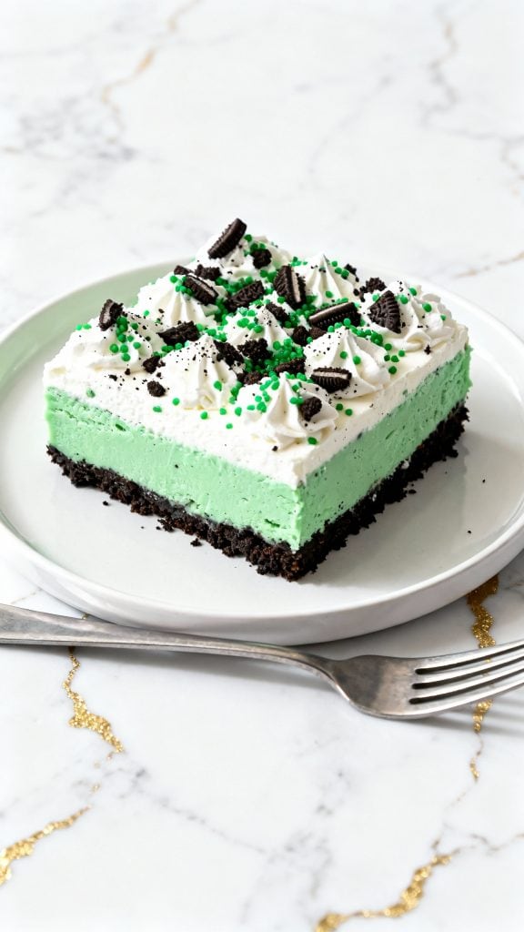 No-Bake Mint Oreo Bars for St. Patrick&rsquo;s Day
