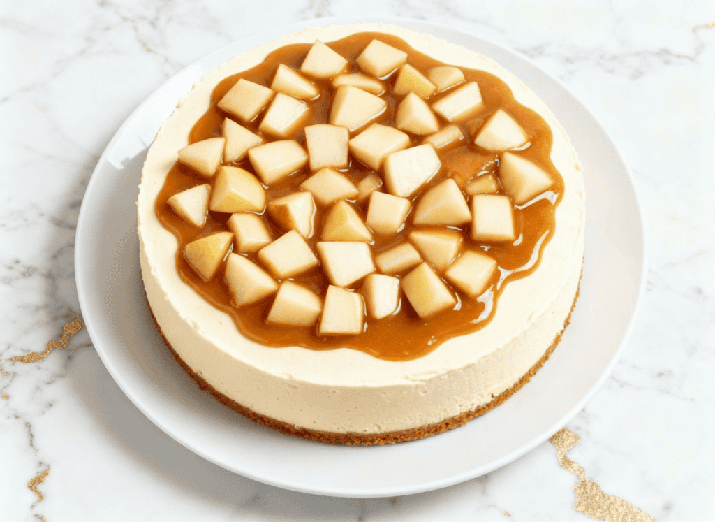 Homemade Vegan Caramel Apple Cheesecake