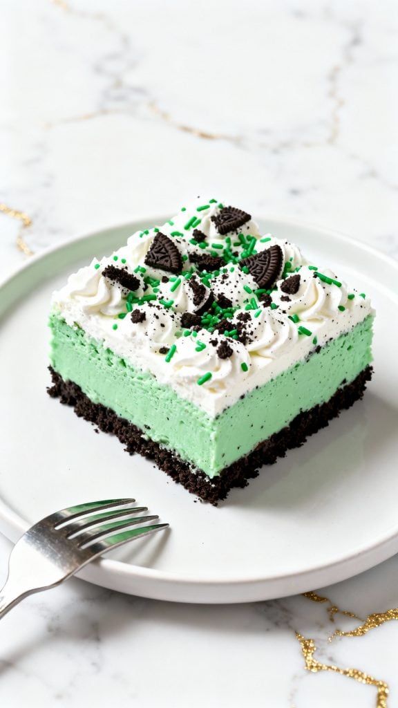 No-Bake Mint Oreo Bars for St. Patrick&rsquo;s Day