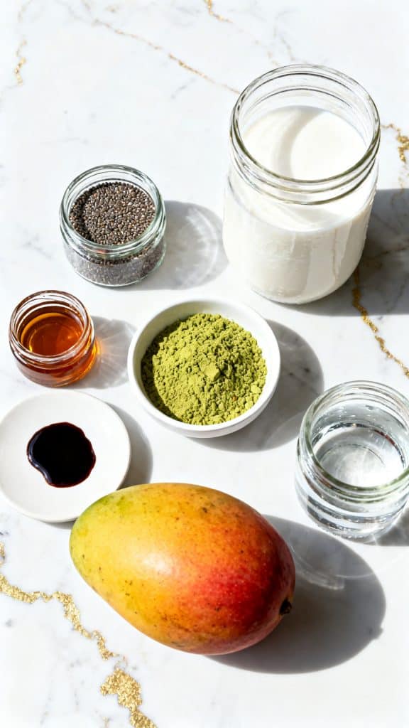 Vegan Mango Matcha Chia Pudding for Breakfast