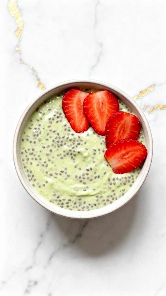 Matcha Strawberry Chia Pudding