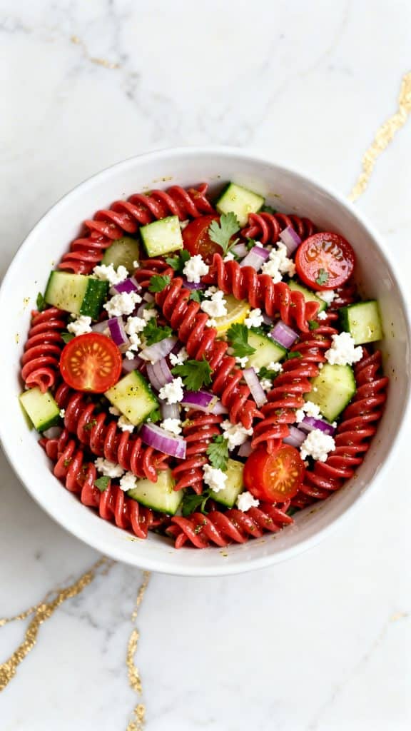 Red Lentil Pasta Salad