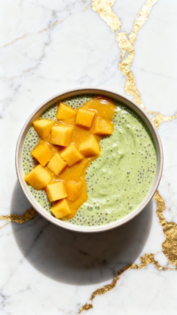 Vegan Mango Matcha Chia Pudding for Breakfast