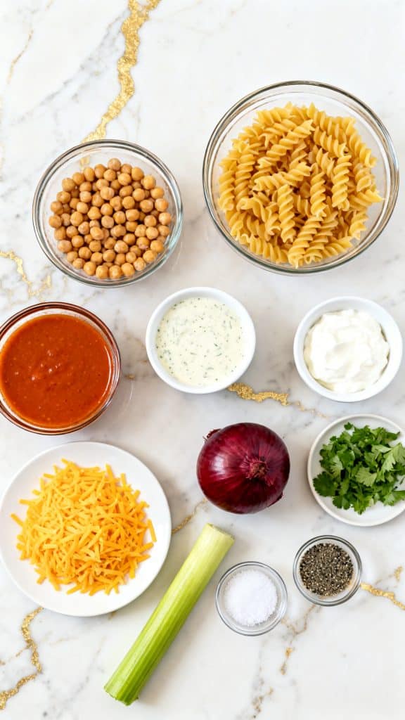 Buffalo Chickpea Pasta Salad
