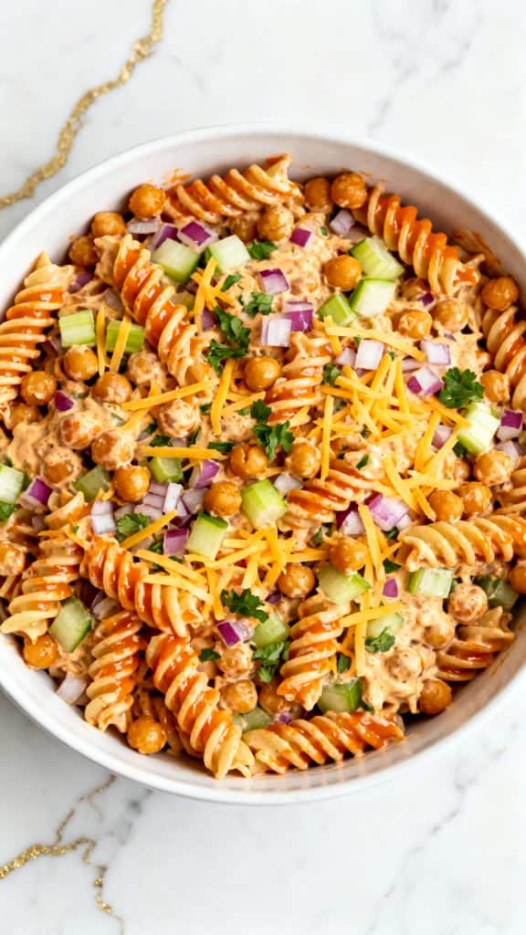 Buffalo Chickpea Pasta Salad