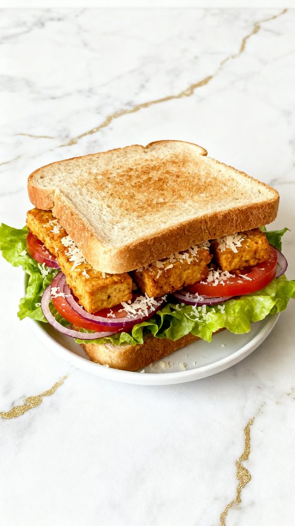 The Ultimate Vegan Crispy Tofu Caesar Sandwich