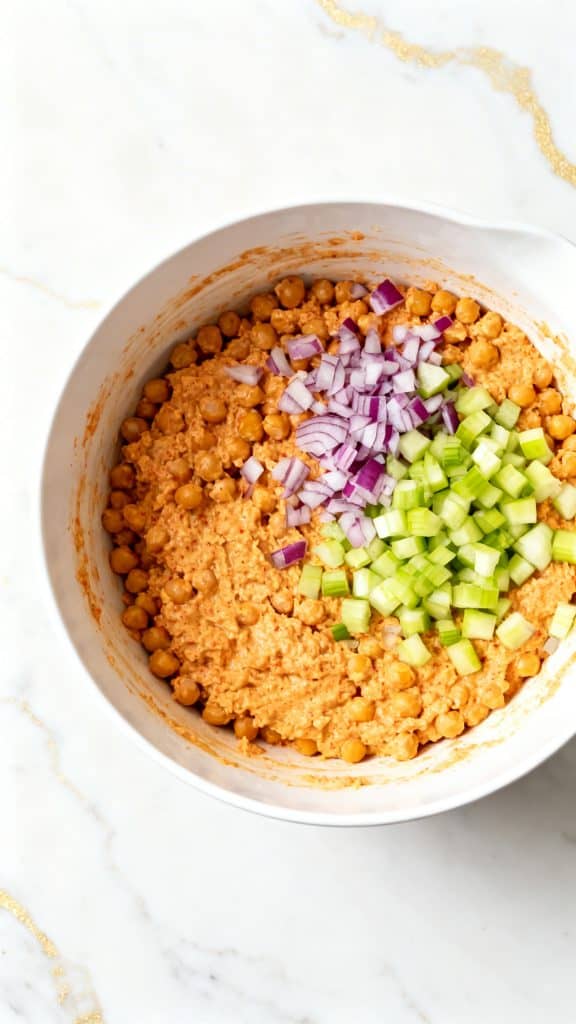 Vegan Buffalo Chickpea Salad Sandwich