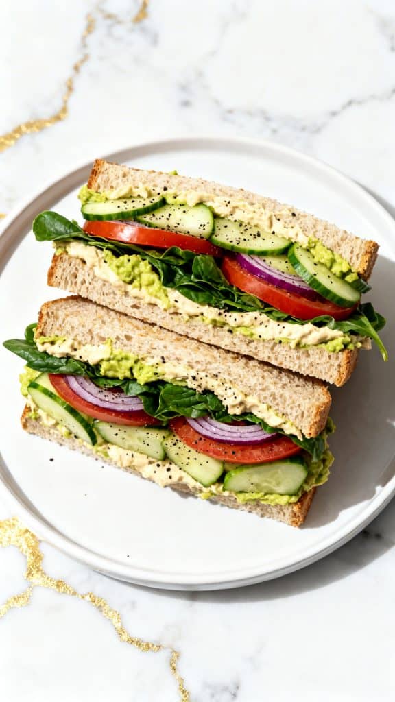 Vegan Hummus Avocado Sandwich