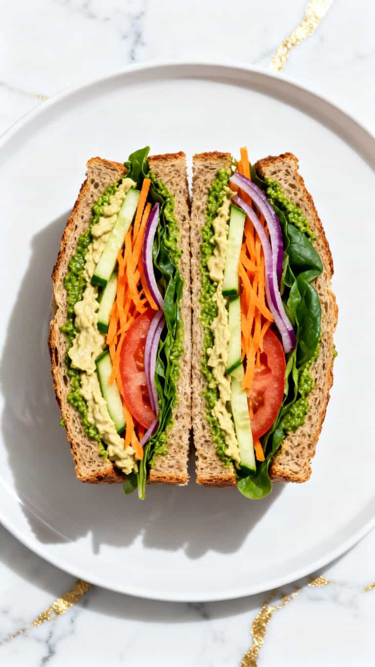 Vegan Pesto & Hummus Veggie Sandwich