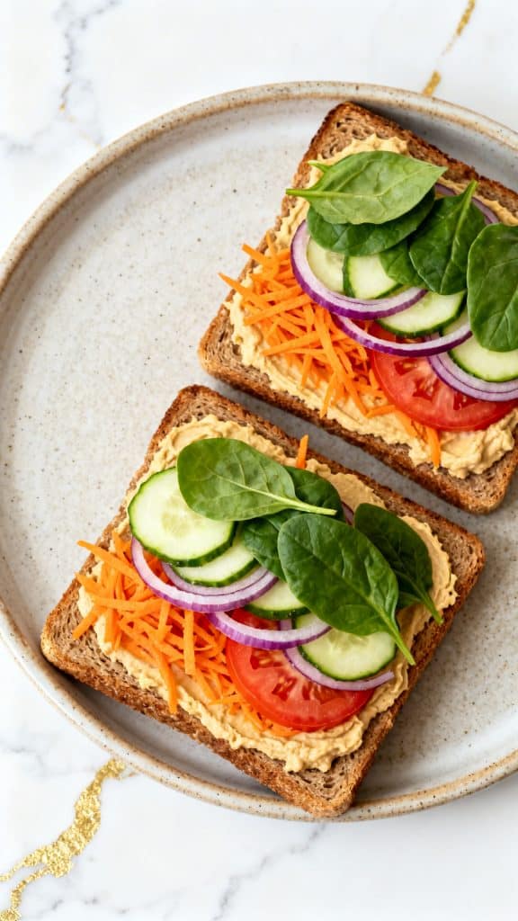 Vegan Pesto & Hummus Veggie Sandwich