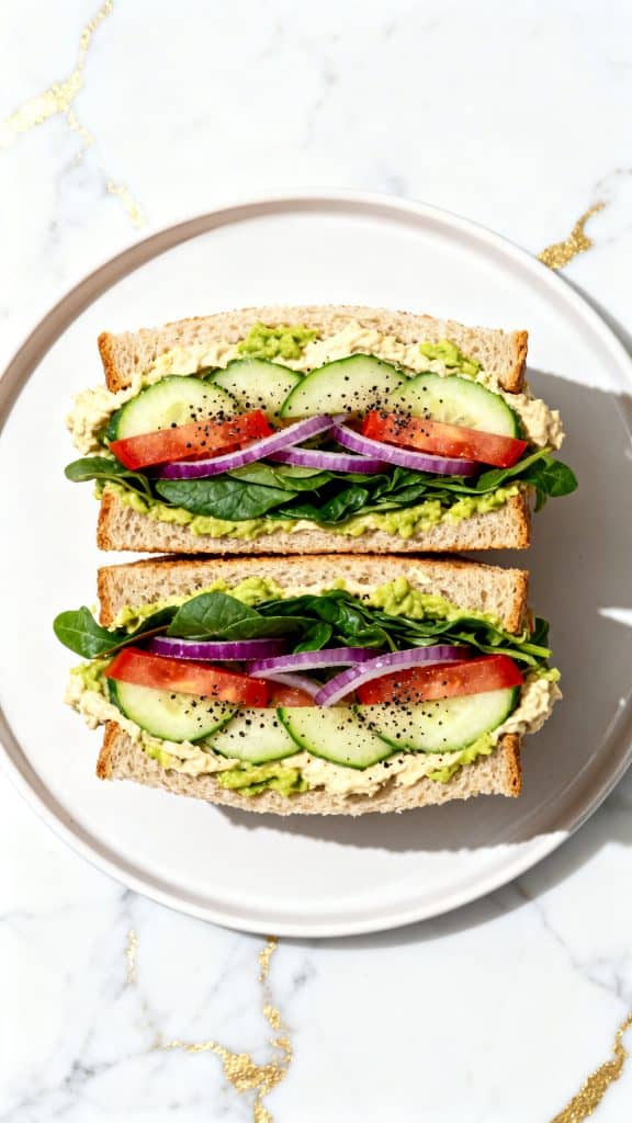 Vegan Hummus Avocado Sandwich