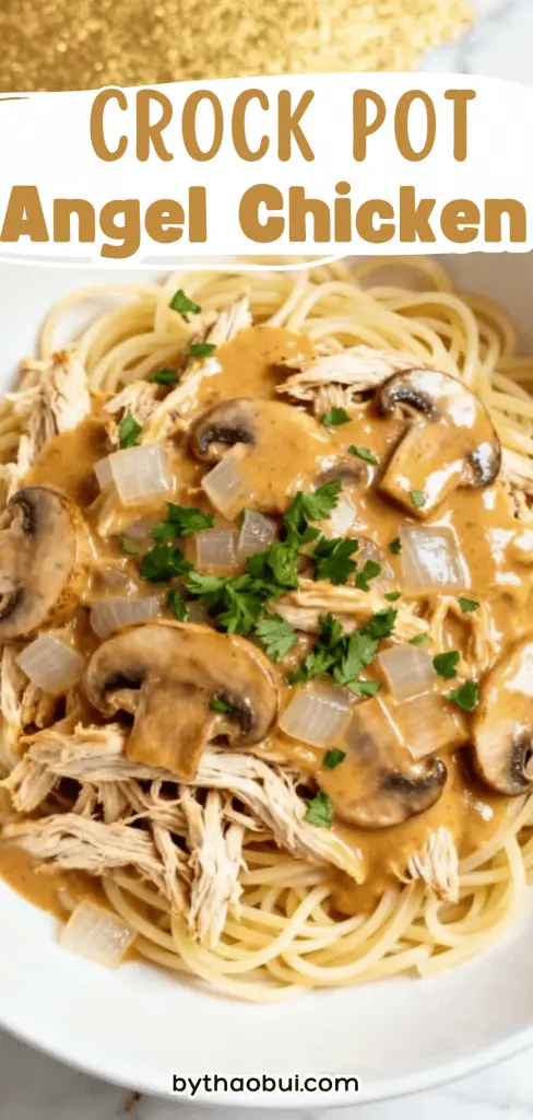 Some days I just want to toss everything into the slow cooker and know dinner will turn out great without much effort. Crock Pot Angel Chicken is a creamy Crock Pot Angel Chicken Recipe that's perfect for Easy Crockpot Dinners and comforting Chicken Crockpot Recipes the whole family will enjoy. 📌 Save this for your next busy night when you need an easy crockpot meal everyone will ask for again.