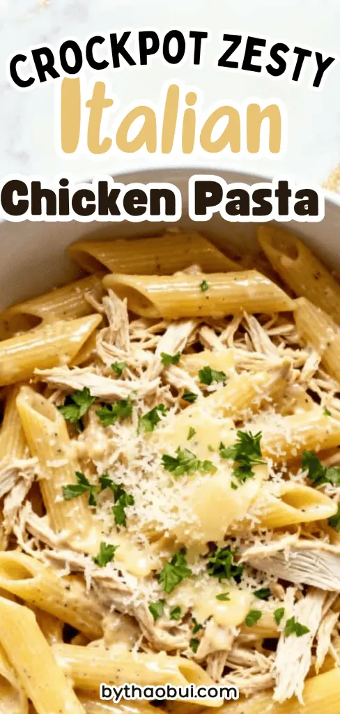 I love those days when dinner is already cooking and I barely have to think about it. Crockpot Zesty Italian Chicken Pasta is packed with creamy flavor and makes an Easy Crockpot Dinner using Crockpot Pasta and Chicken Crockpot Recipes Easy that everyone enjoys. Save this Crockpot Pasta recipe for your next busy week because it's always a crowd pleaser. ❤️