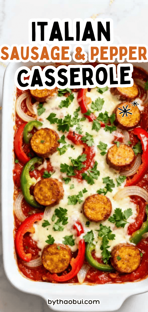When everyone is hungry and you need something hearty that feels like comfort food, casseroles always save the day. Italian Sausage & Pepper Casserole combines Italian sausage and peppers with melted cheese for an easy casserole that&rsquo;s filling, flavorful, and perfect for busy nights. Save this sausage and pepper casserole for your next comfort food craving. ❤️
