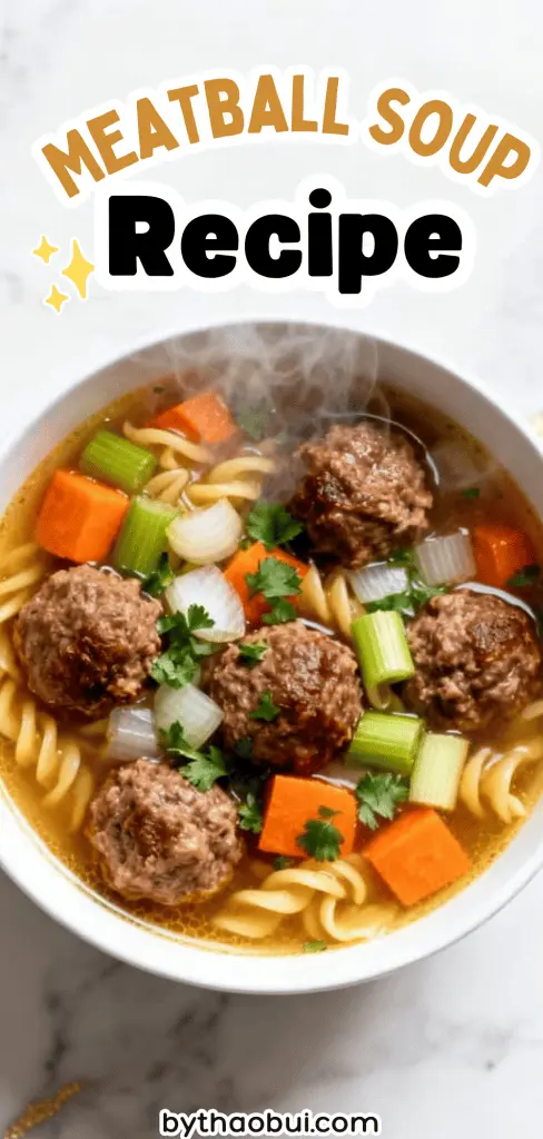 Some nights all I want is a warm bowl of soup that feels like a hug after a long day. 🍲 Meatball Soup Recipe is an Easy Italian Meatball Soup made with tender meatballs in a rich broth for a cozy Italian Meatball Soup Recipe everyone will enjoy. ❤️ Save this comforting dinner for your next homemade Italian meal.
