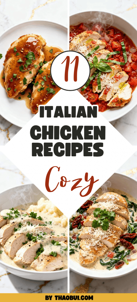 Some nights I just want dinner to feel homemade without spending hours in the kitchen. These italian chicken recipes include Italian Chicken Breast Recipes, Italian Chicken Parmesan, and Italian Style Chicken Recipes that are full of flavor and perfect for family meals. ❤️ Save this for your next Italian dinner and keep these chicken recipes ready anytime.