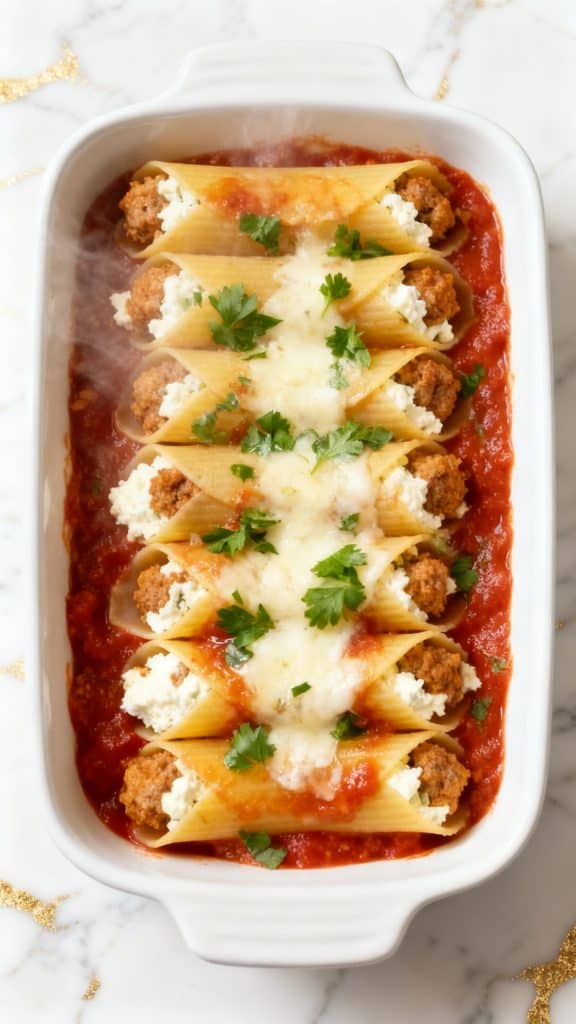 Italian Sausage & Cheese Baked Manicotti