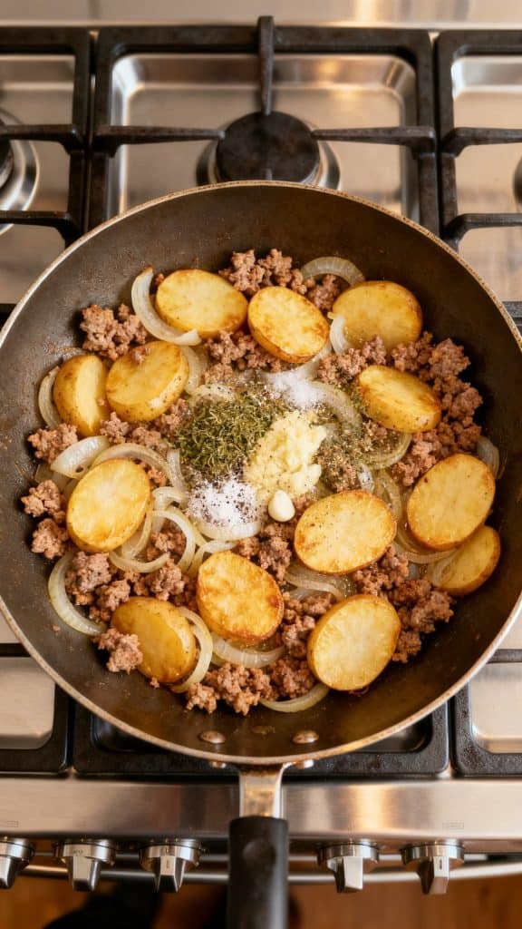 Creamy Ground Sausage and Potato Skillet