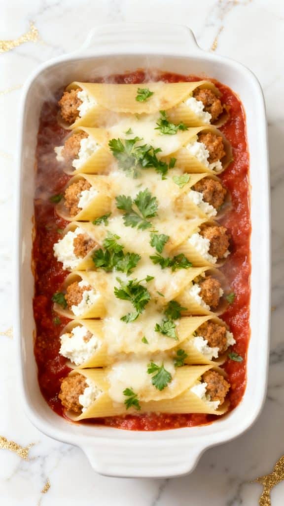 Italian Sausage & Cheese Baked Manicotti