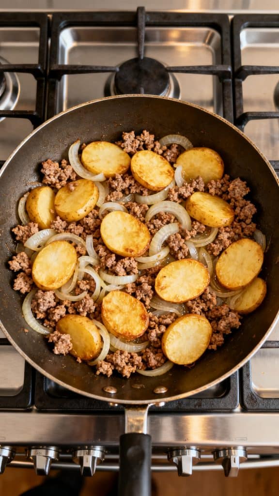 Creamy Ground Sausage and Potato Skillet