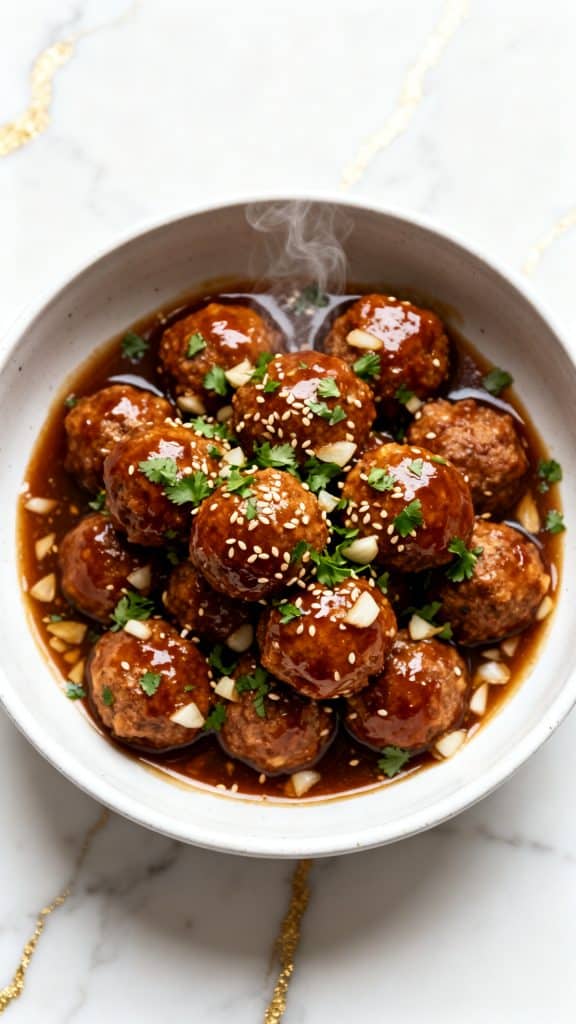 Sticky Honey Garlic Meatballs