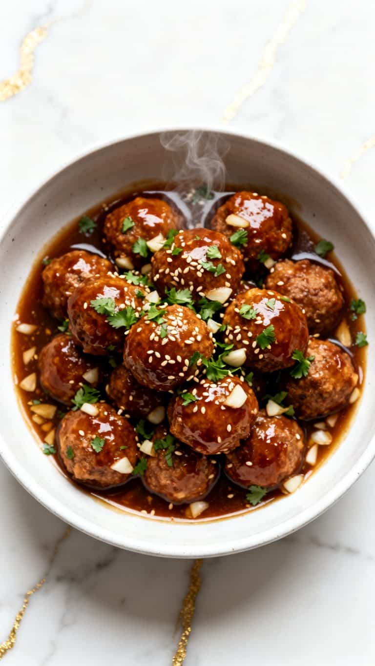 Sticky Honey Garlic Meatballs