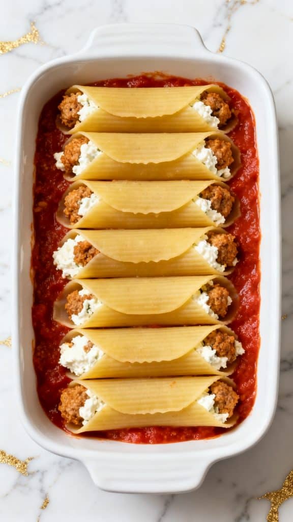 Italian Sausage & Cheese Baked Manicotti