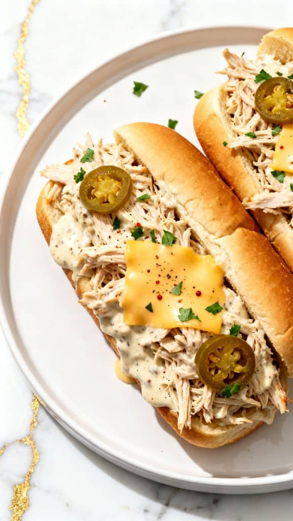 Slow Cooker Creamy Italian Chicken Sandwiches