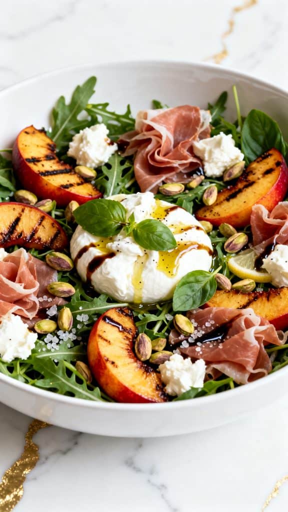 Grilled Nectarine Burrata Prosciutto Salad
