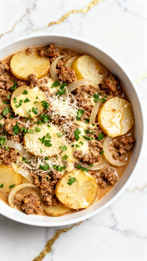 Creamy Ground Sausage and Potato Skillet