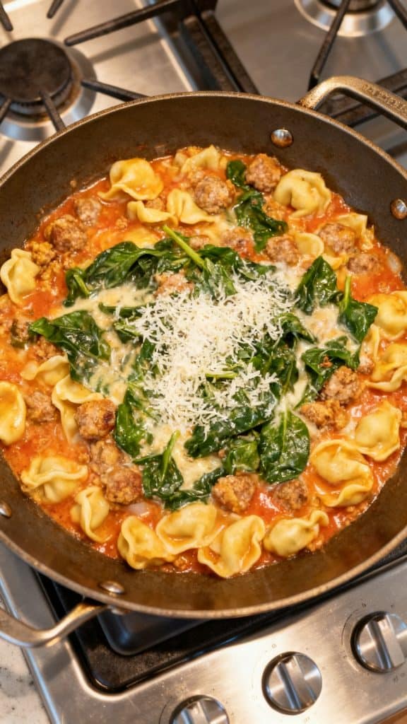One Pan Tortellini with Sausage