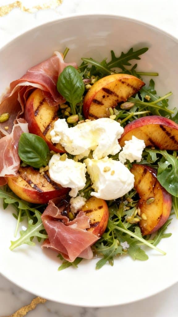 Grilled Nectarine Burrata Prosciutto Salad